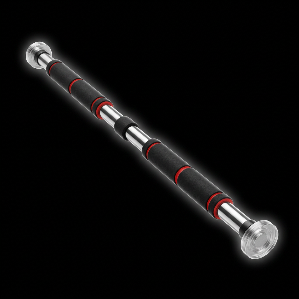 Alternate diagonal view of doorway pull-up bar on black